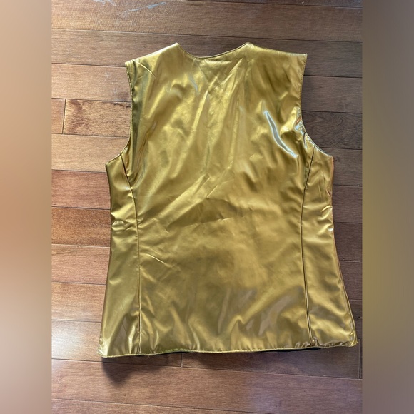 Vintage 80s Address Metallic Gold Vest Womens M - Picture 9 of 13